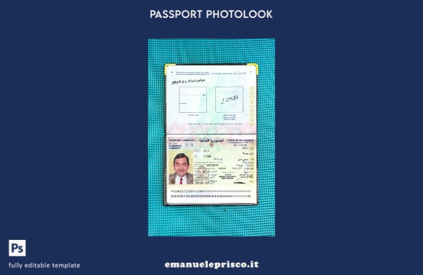 modello di aspetto fotografico del passaporto libanese in stile verificato